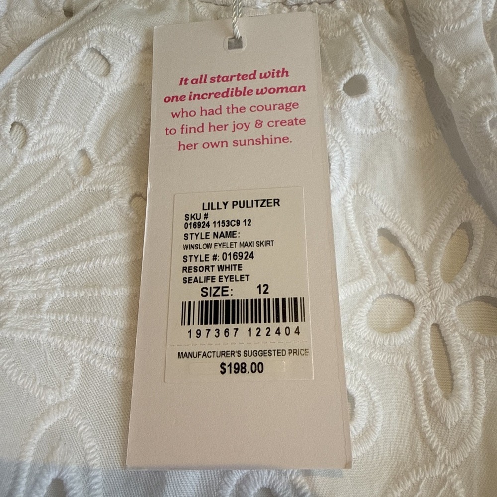 Lilly Pulitzer Windslow Resort White Sealife Eyelet Tiered Maxi Skirt 12 MSRP198 - Picture 8 of 9